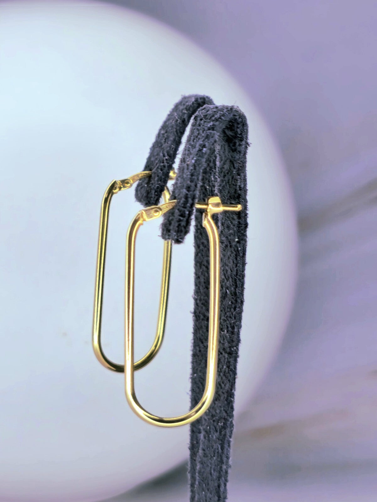 Lovely New 9ct Yellow Gold Hoop Earrings Hoops Rectangle Shape 35mm Hinge