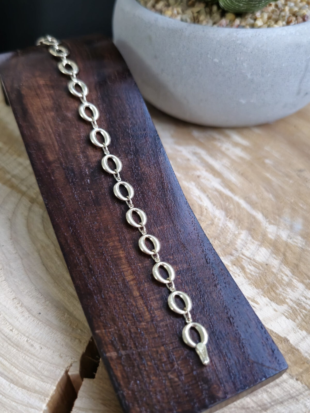 New Solid 9ct Yellow Circles Gold Chain BRACELET 7.5inch Hallmarked Lovely