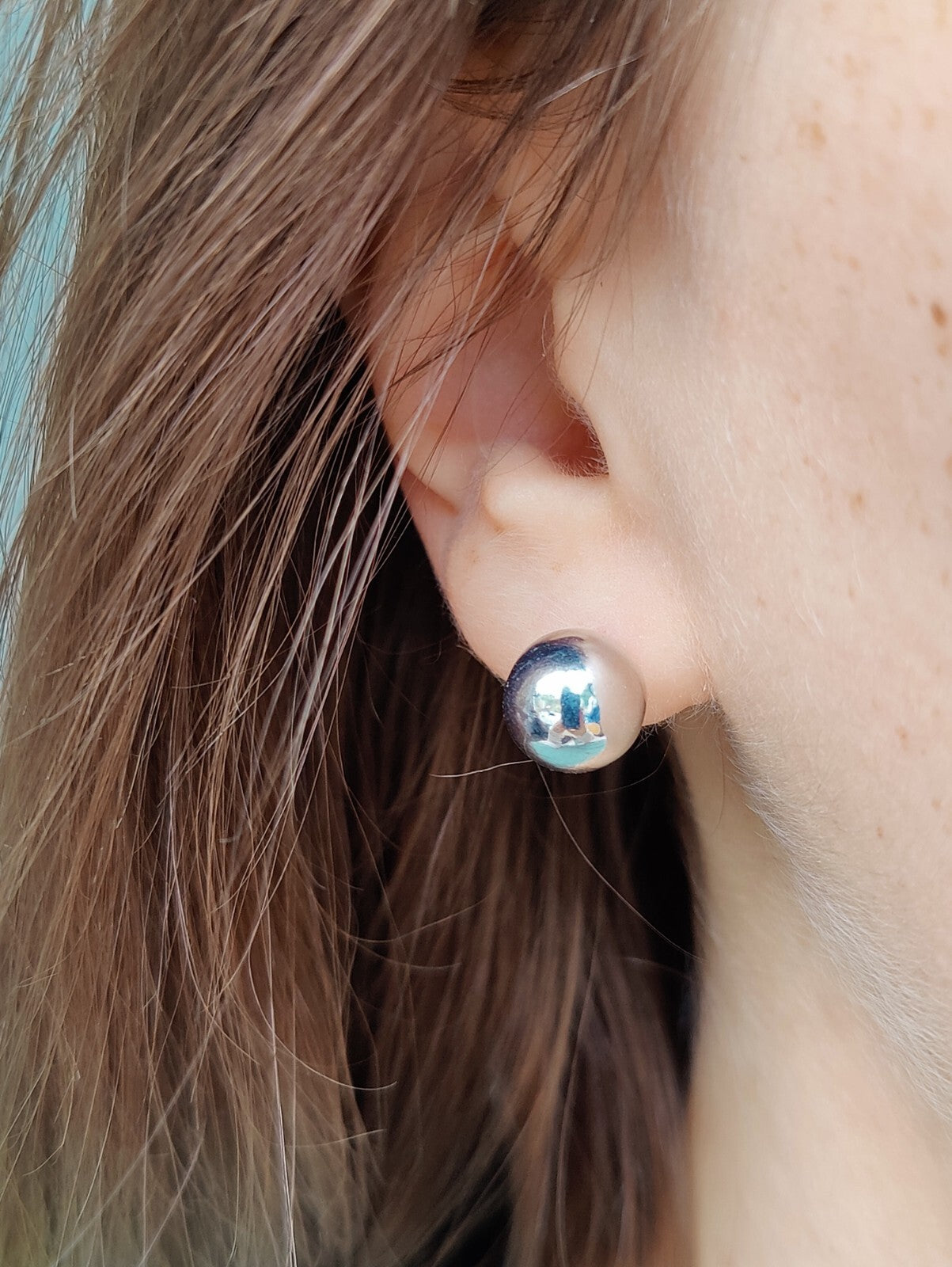 New Double Ball Reversible 9K White Gold Stud Earrings 6-10mm Hallmarked