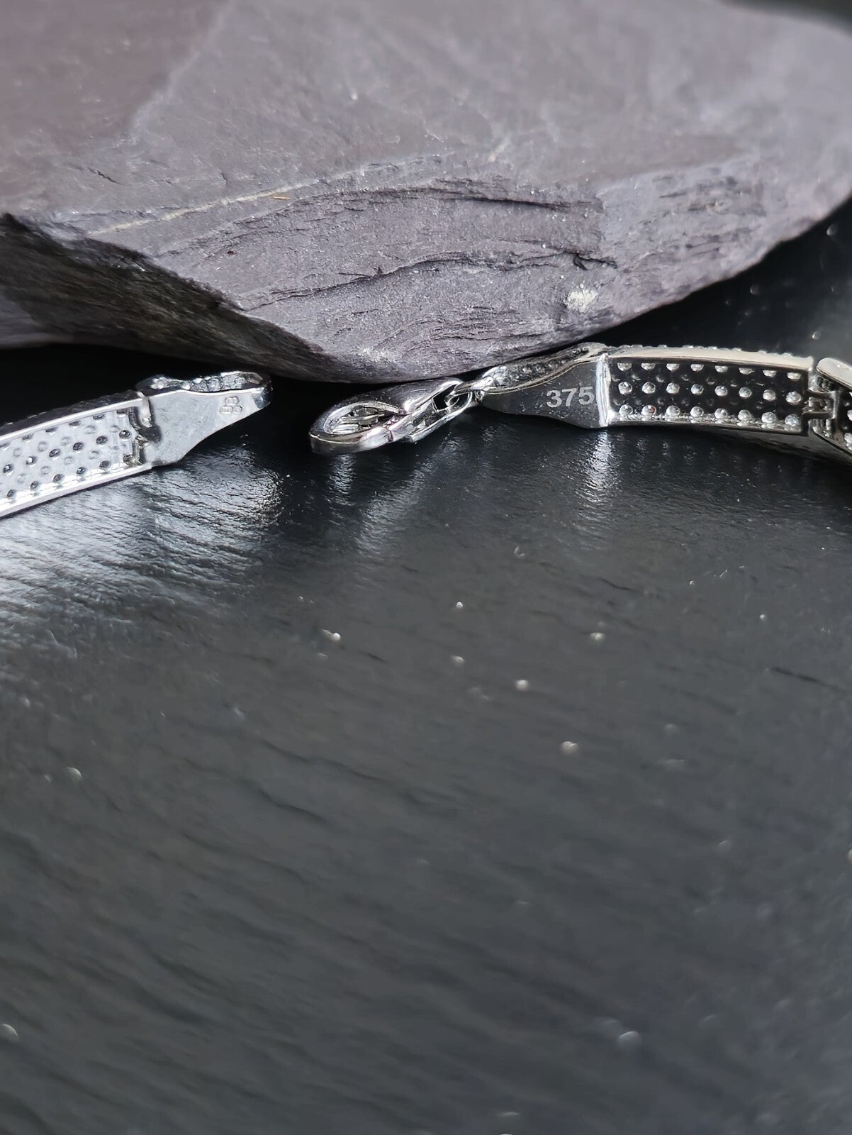 New Iced/Loaded Solid 9ct White Gold BRACELET 7.5inch C/Z Pave Hallmarked