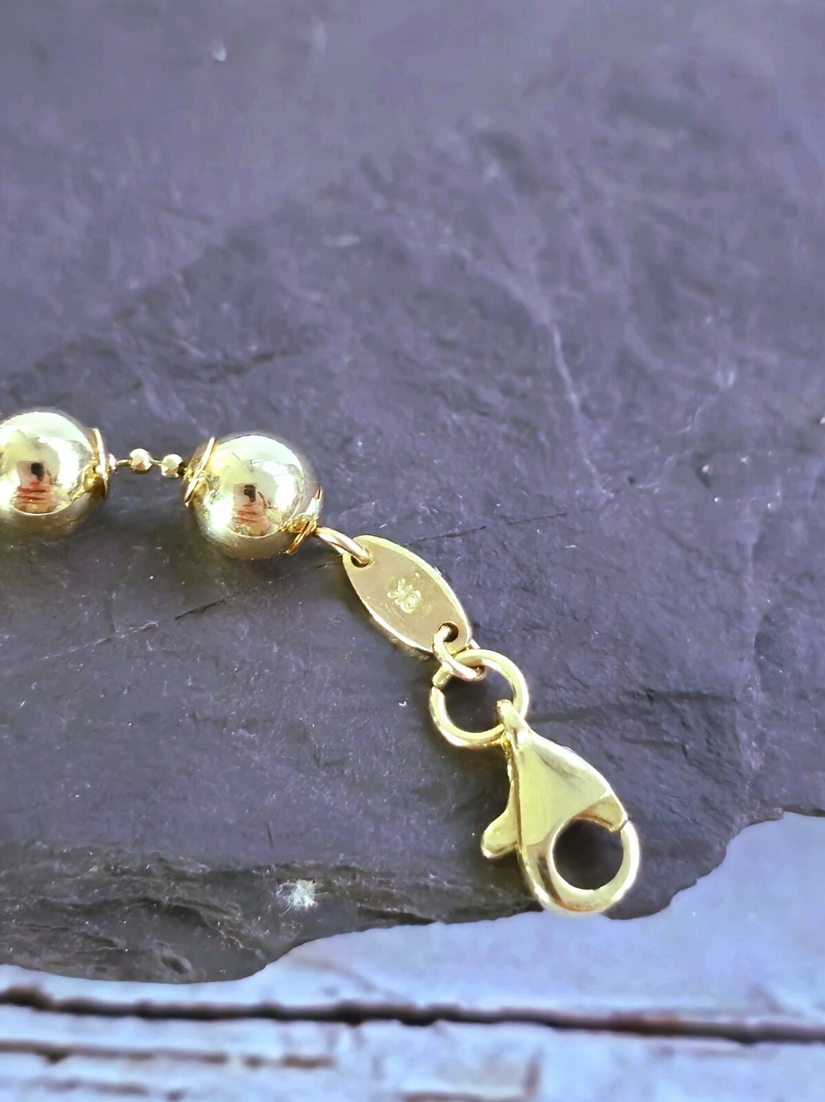New Solid 9ct Yellow Gold Bracelet Ball Bead Balls 5mm Lovely 7,5inch long