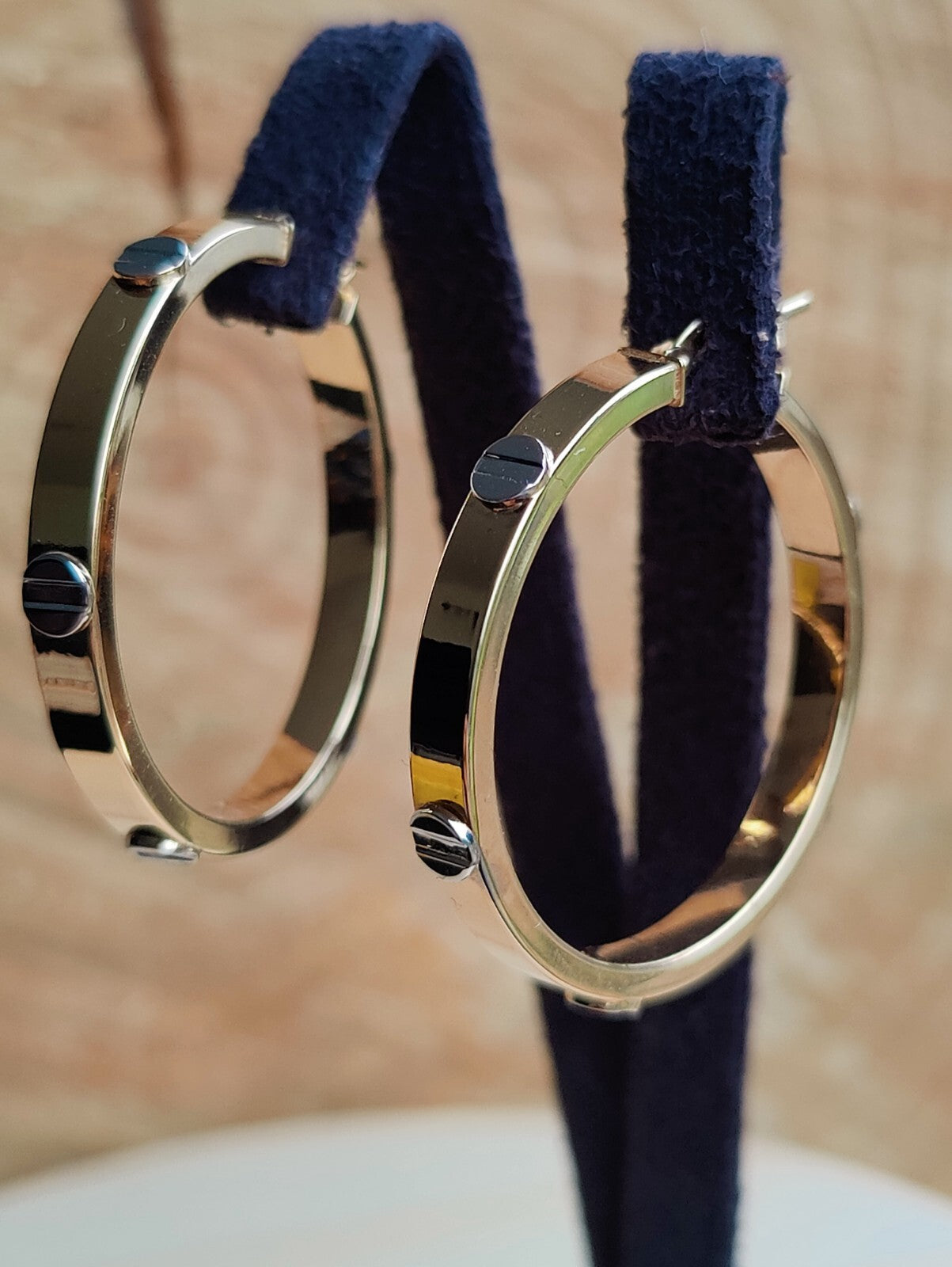 NEW Gold Screw Hoop Earrings 3.8grams 9ct Yellow Gold 30mm Hallmarked New
