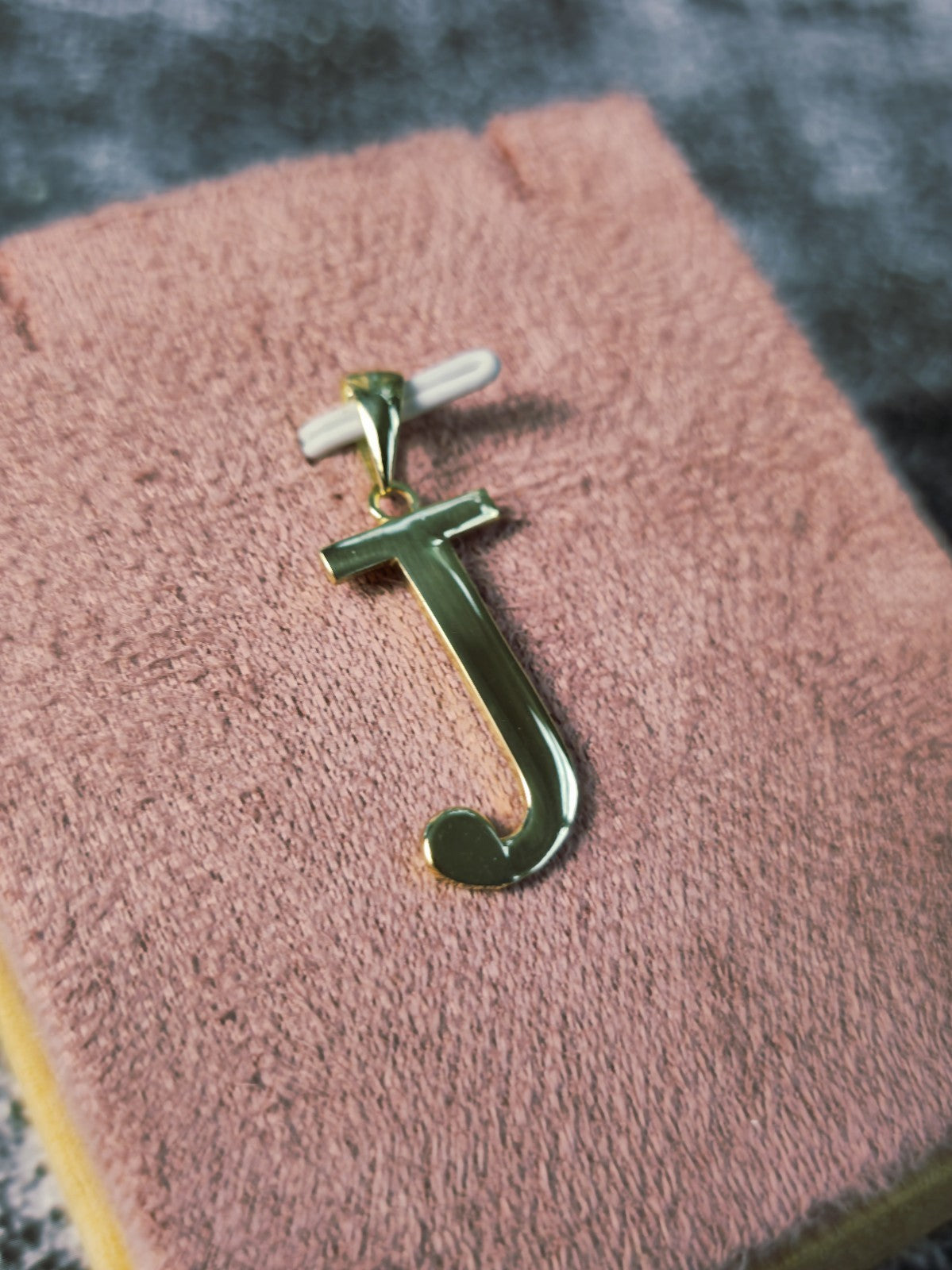 New 9K Yellow Gold Initial J Pendant Personalised 33mm Long Big Loop Hallmarked