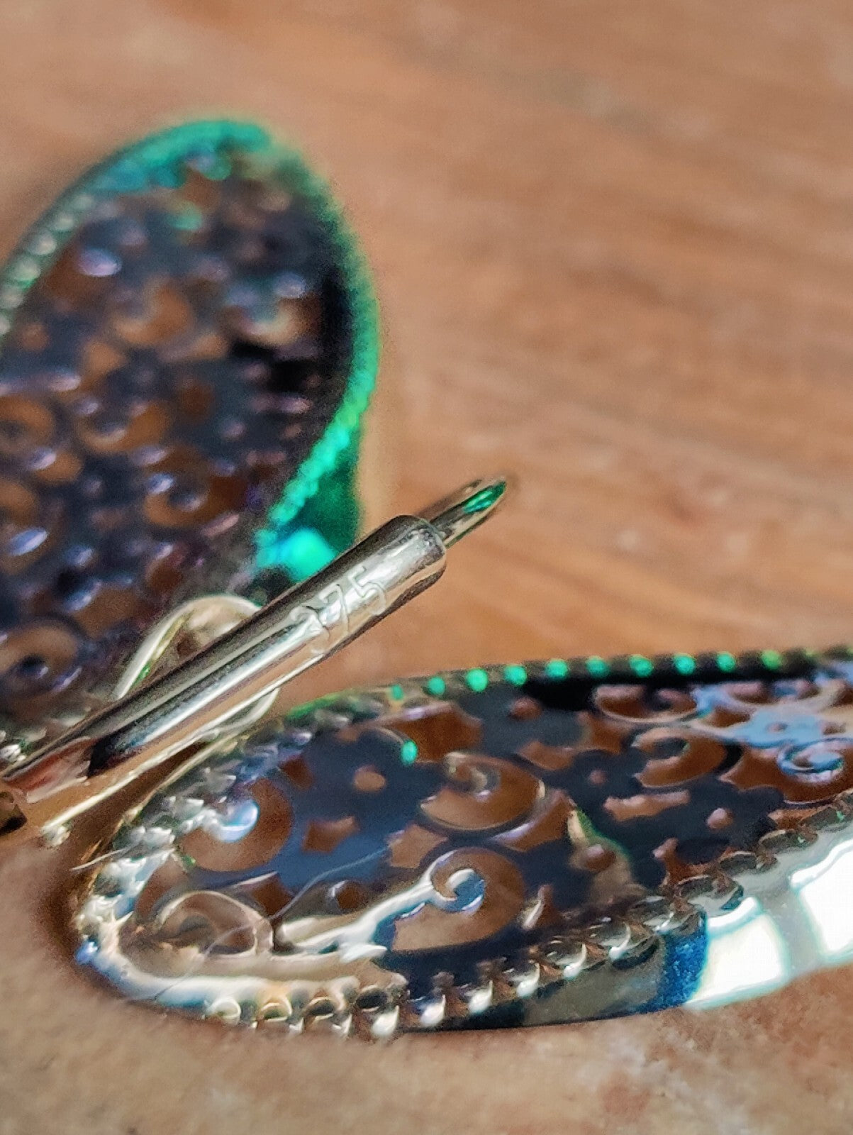 New Drop Earrings 9ct Yellow/White Gold Leverback Hallmarked Floral Pattern