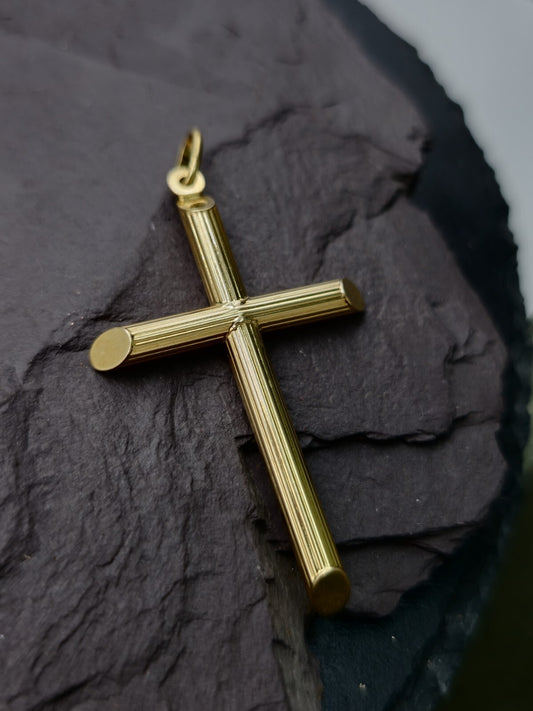 New Solid 9ct Yellow Gold Plain Cross Simple Pendant 50mm x 30 mm Hallmarked