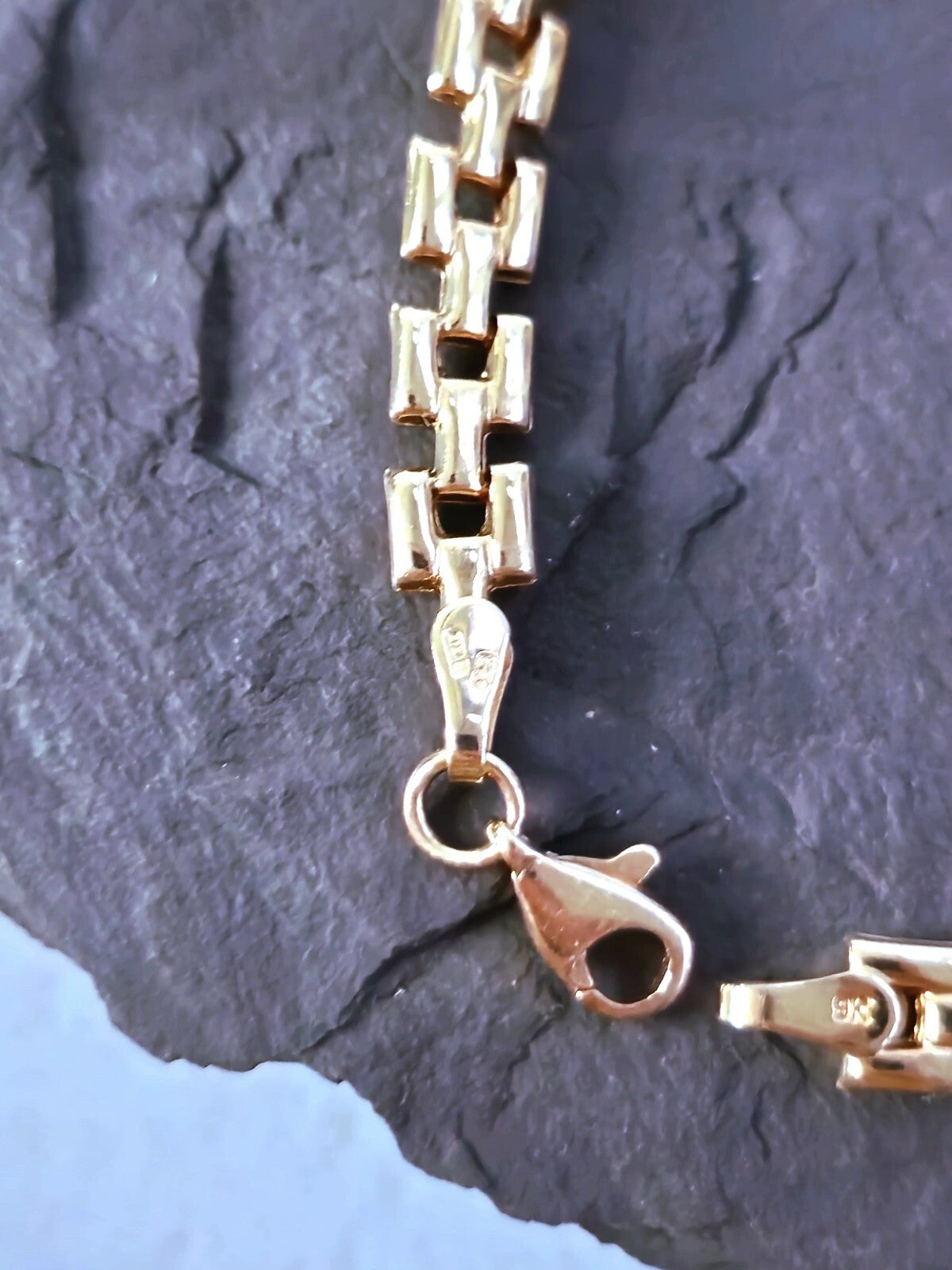 New Solid 9ct Rose Gold Brick link Bracelet Watch link Unisex 5mm Wide 7.5''