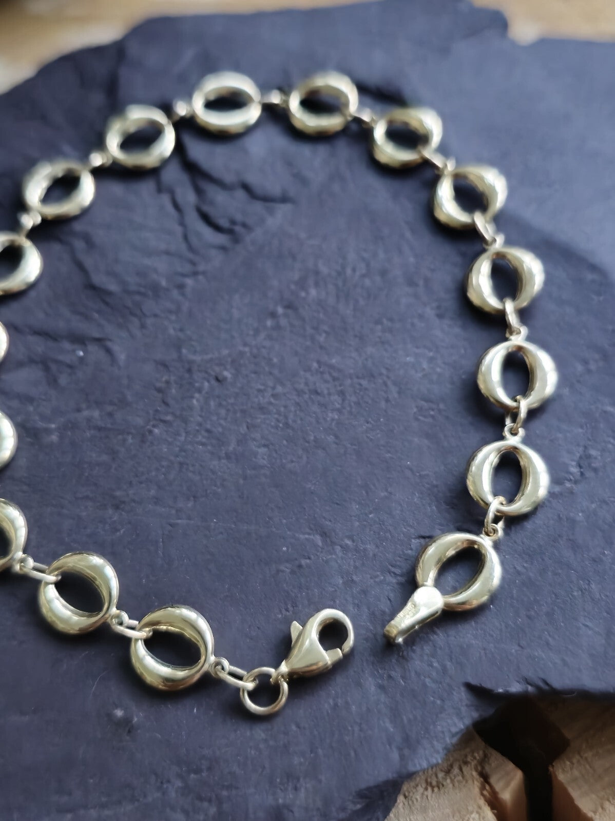 New Solid 9ct Yellow Circles Gold Chain BRACELET 7.5inch Hallmarked Lovely