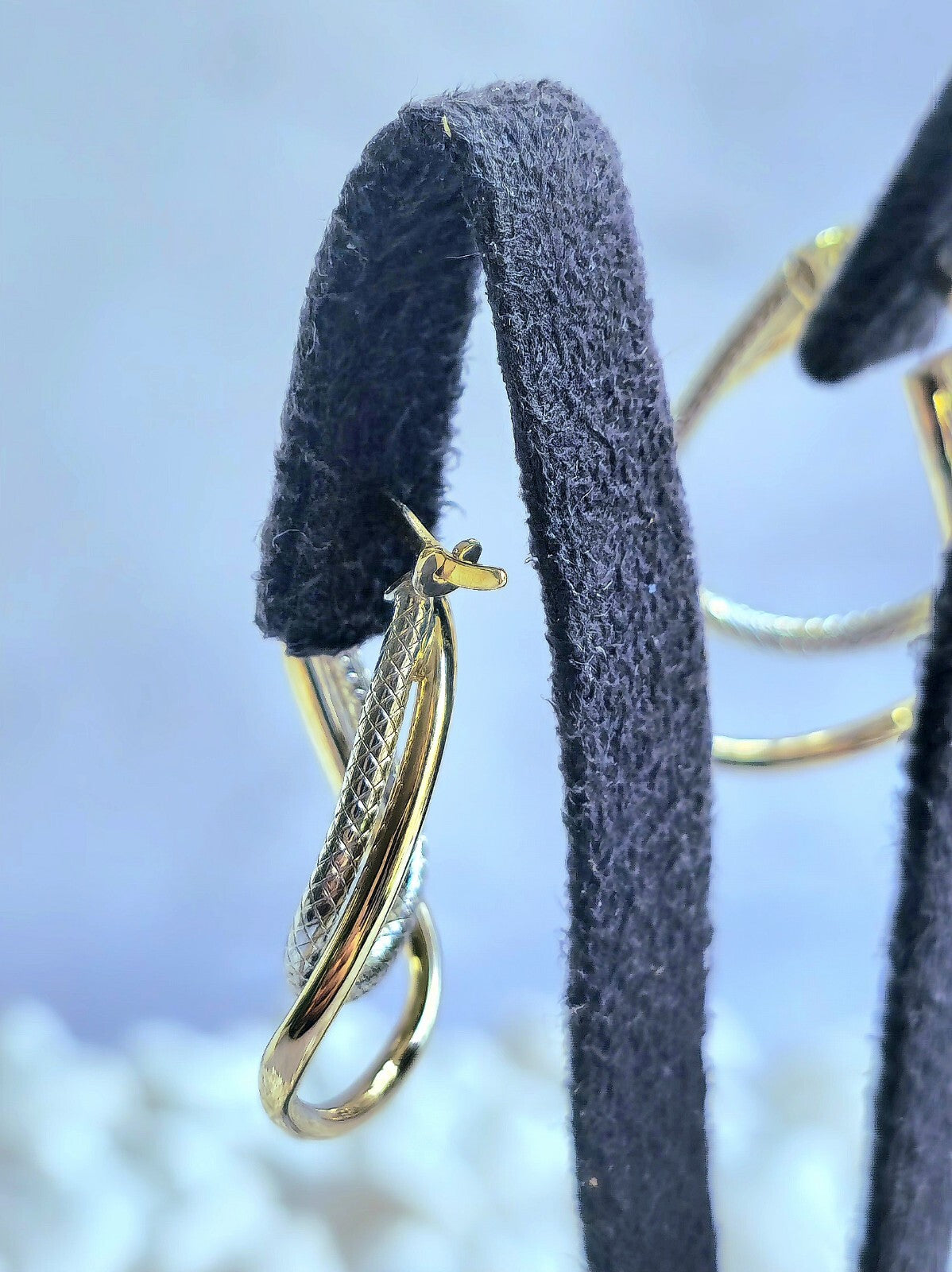 New 9ct Solid Yellow/White Gold Double Twisted Hoop Earrings Creole Hoops 25mm
