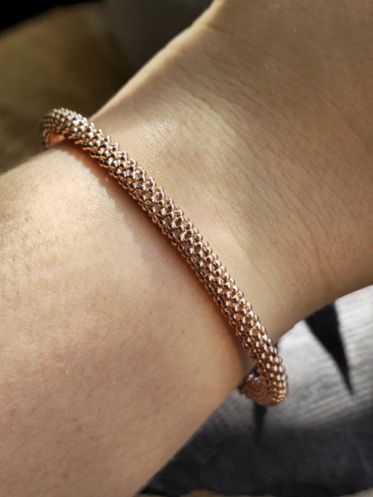 New 9k Rose/Red/Pink Gold TORQUE BANGLE TORQ BALL Open Split BRACELET Hallmarked