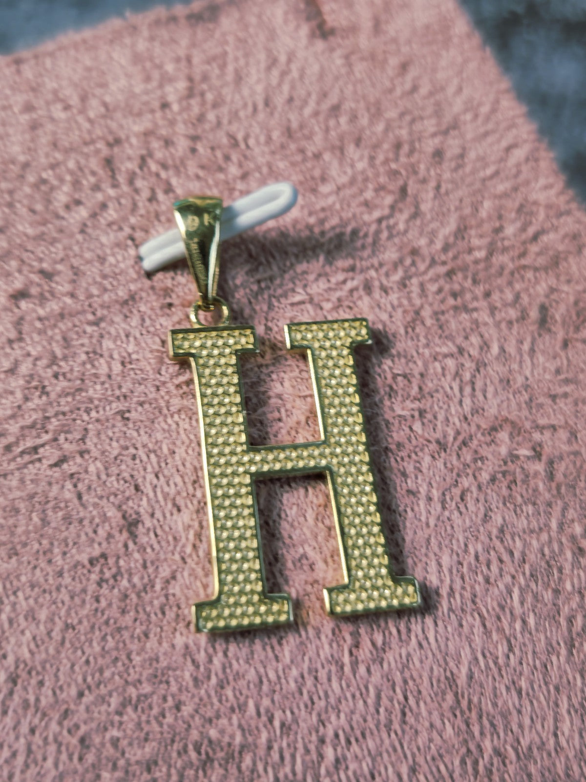 New Solid 9K Yellow Gold Initial Letter H Pendant Personalised 37mm Hallmarked