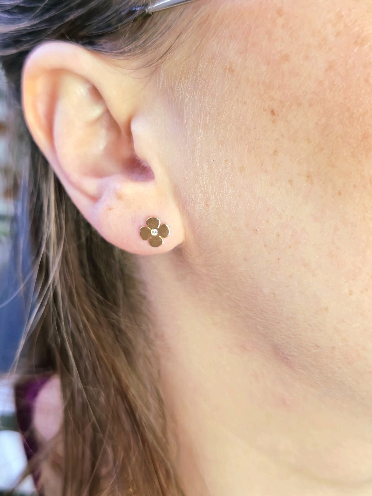 Lovely New 9ct Yellow Gold Butterfly Stud Earrings Clover C/Z Summer Kids Gift