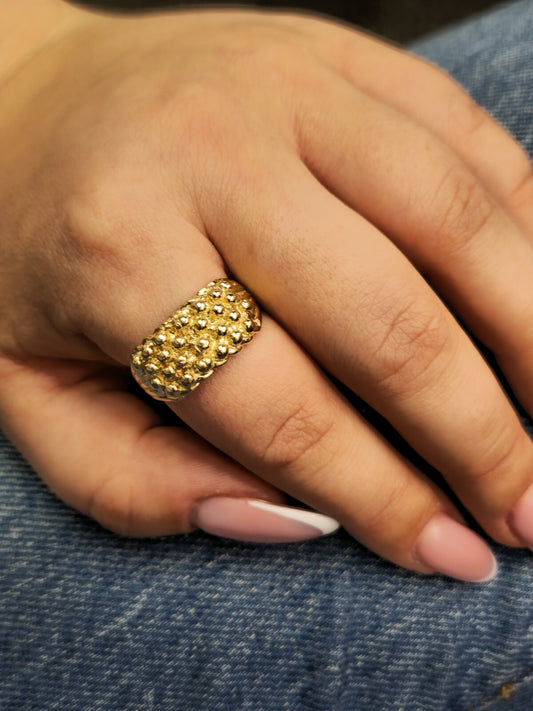 New Solid 9ct Yellow Gold Men's Signet Keeper Ring size: S+ Hallmarked Four Row