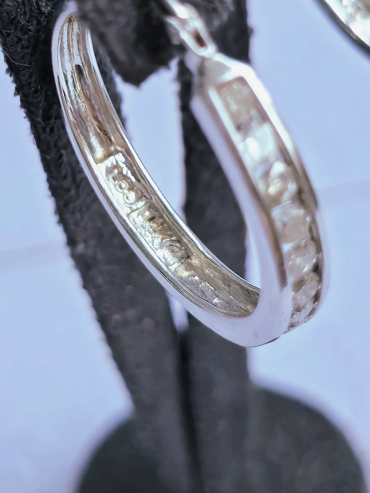 9K White Gold Hoop Diamond Earrings 0.50ct 25mm Diameter 6.20g Hallmarked Hoops