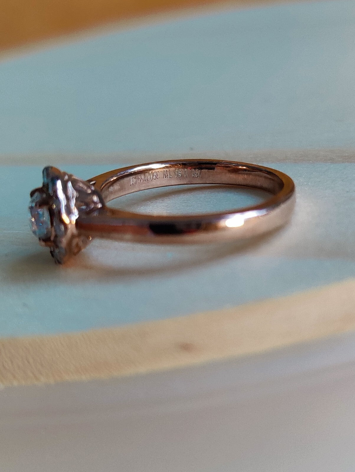 Certified 18ct Rose Gold 0.5ct Diamond Cluster Engagement Ring Flower Size J