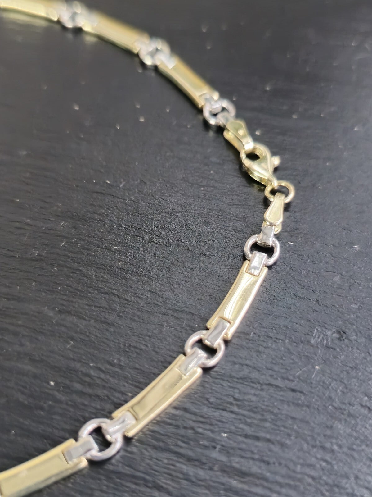New Solid Fancy 9ct Yellow/White Gold Necklace Collar Chocker Circles/Bars 20g