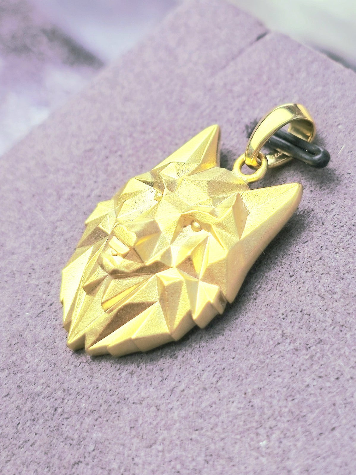New Sterling Silver (925) Gold Plated Wolf Head Pendant 3D Geometrical Shape