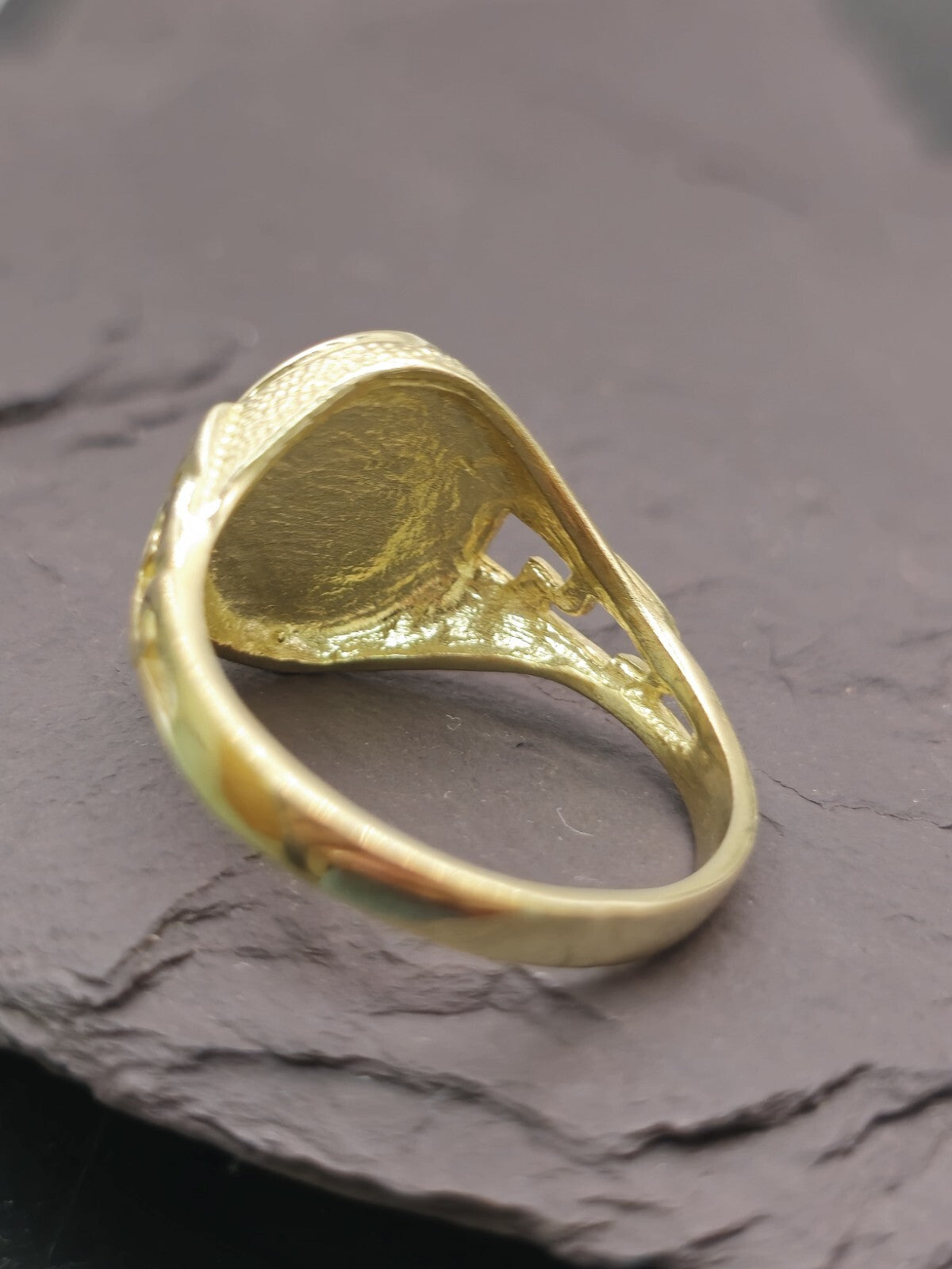 New Solid 9ct Yellow Gold Masonic Ring Masonic Signet size U Oval Shape 15mm