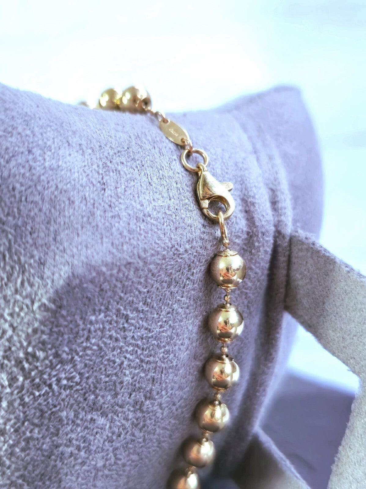 New Solid 9ct Yellow Gold Bracelet Ball Bead Balls 5mm Lovely 7,5inch long