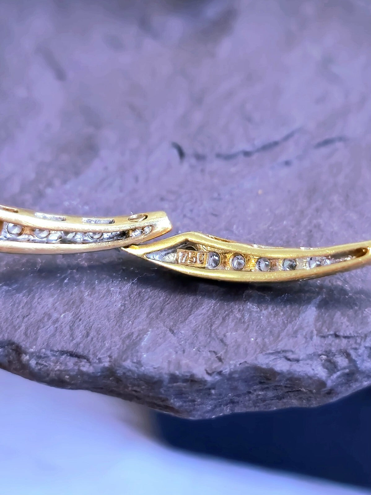 18k Yellow Gold Diamond Drop Earrings Long Segments Butterfly Hallmarked 45mm