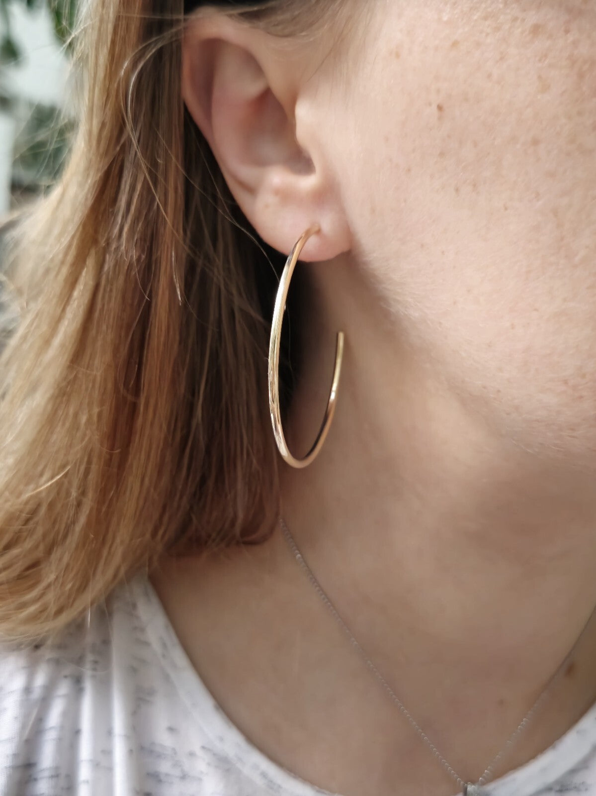 New 9ct Solid Yellow Gold Big Hoop Earrings Open End Hoops 53mm Butterfly