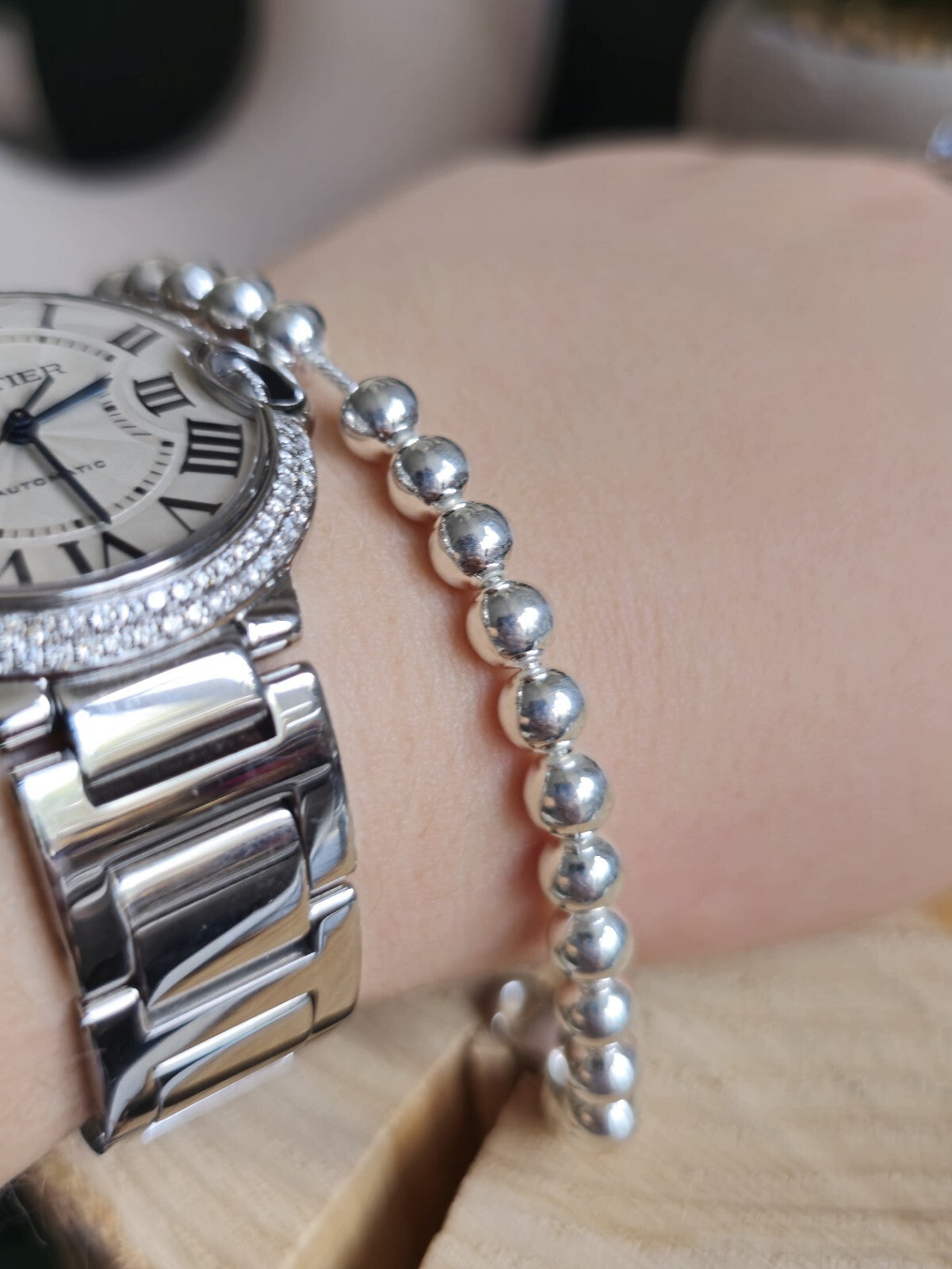 New 925 Sterling Silver Chunky 6mm Ball Bracelet 11grams Bead 19cm