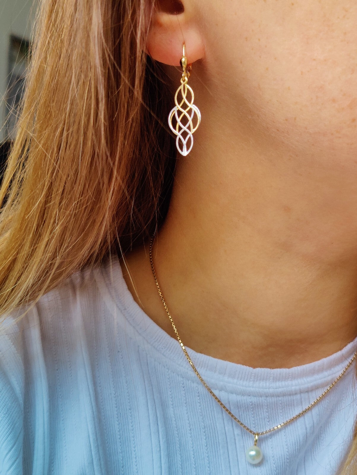 New Drop Dangly Earrings 9ct Yellow Gold Leverback Hallmarked Decorative Pattern