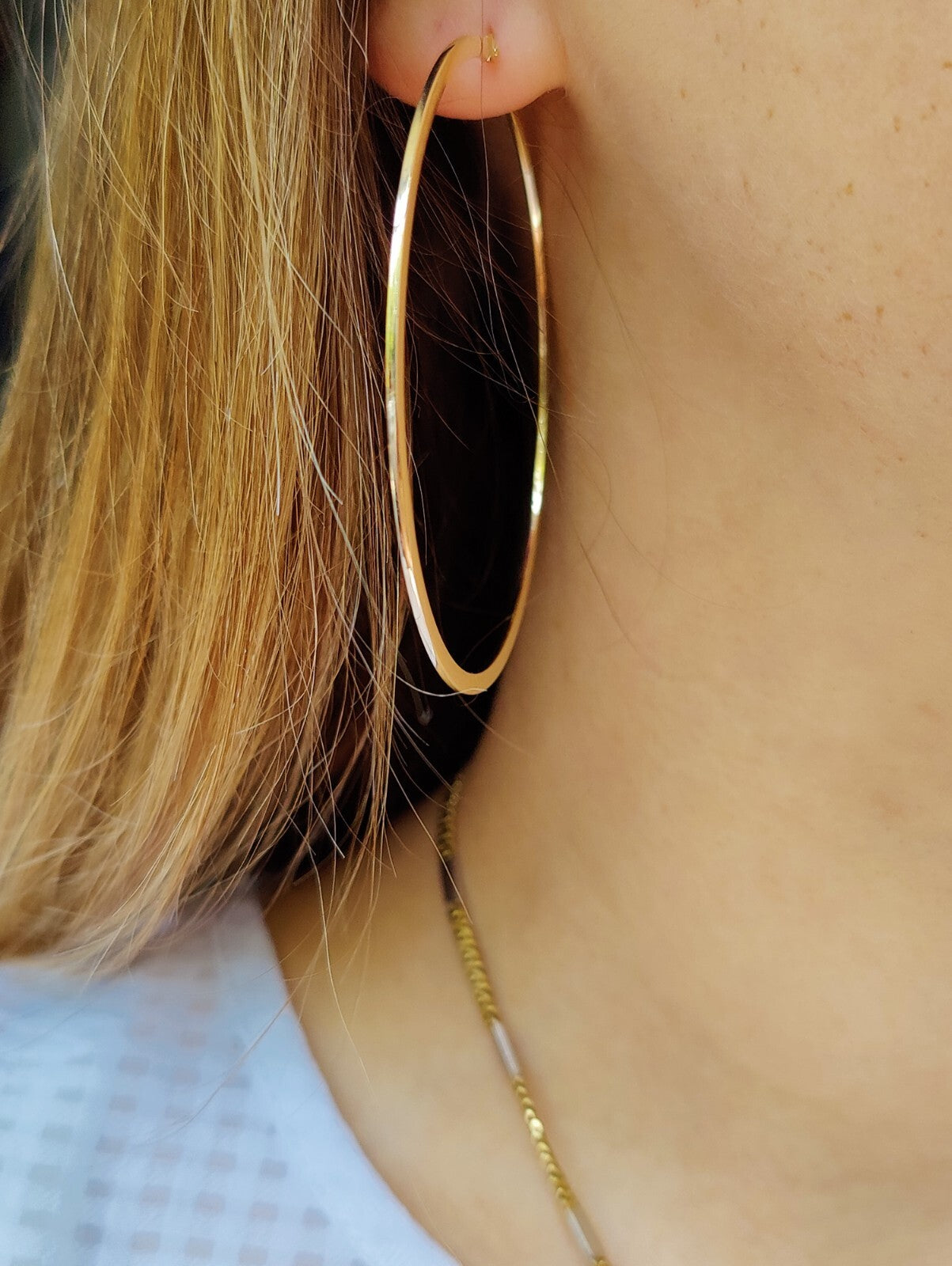 9ct Yellow Gold Hoop Earrings 3.2grams 60mm Flat Not Hollow Hallmarked New