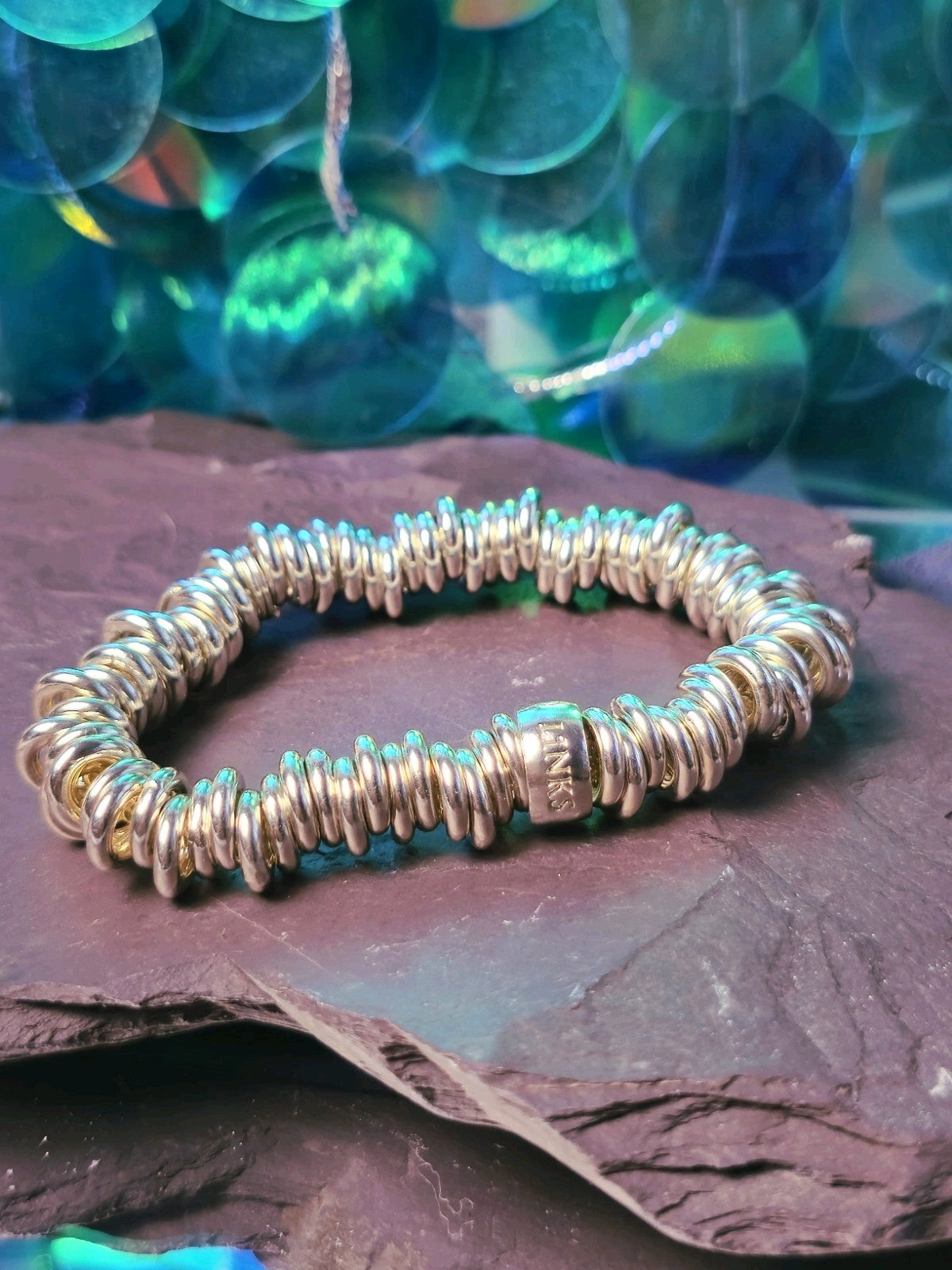 925 Sterling Silver LINKS OF LONDON Heavy Circle Expandable Stretching Bracelet