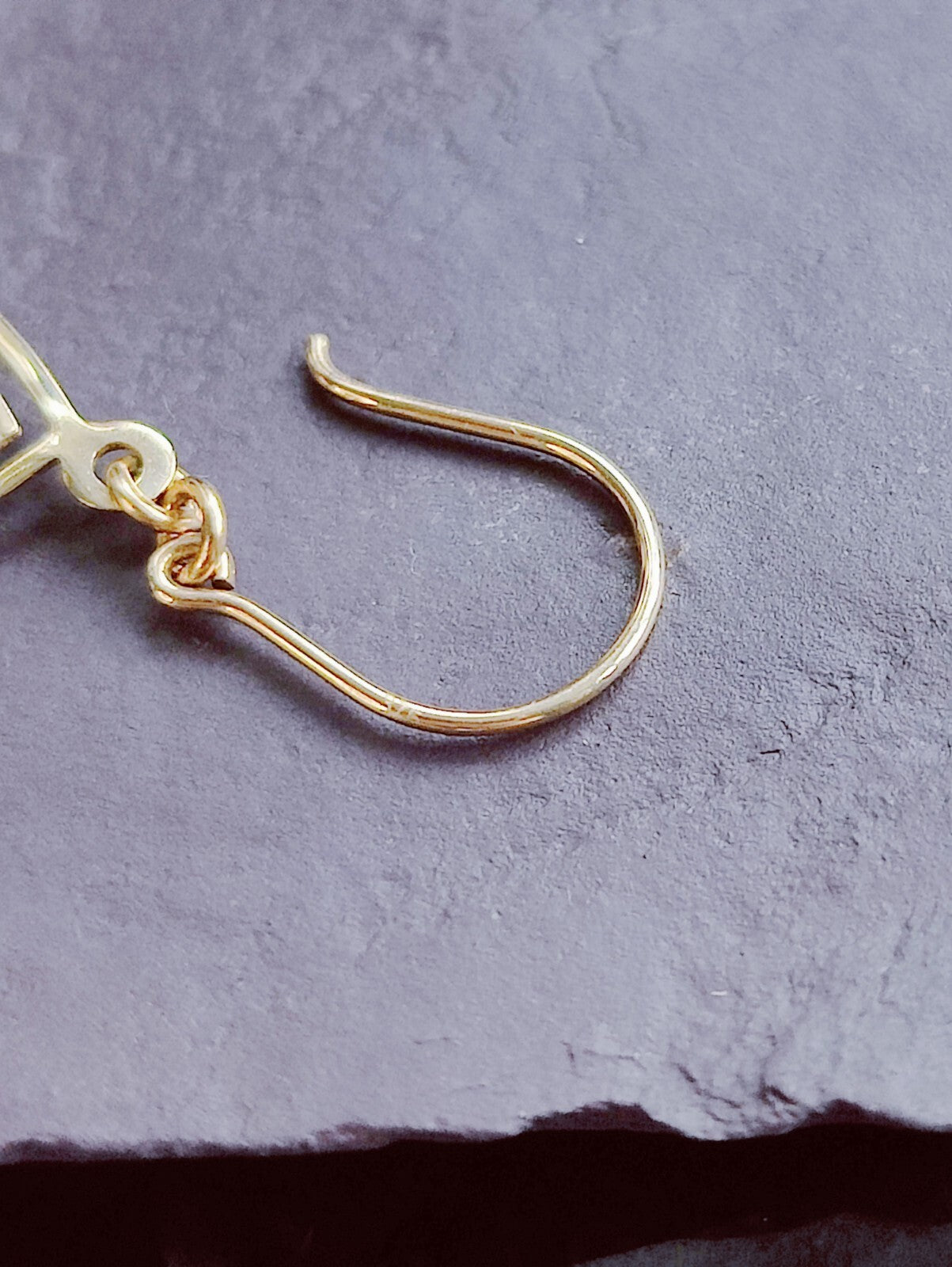 9ct Solid Yellow/White Long Drop Earrings Diamond Cut Eternity Motif Hook