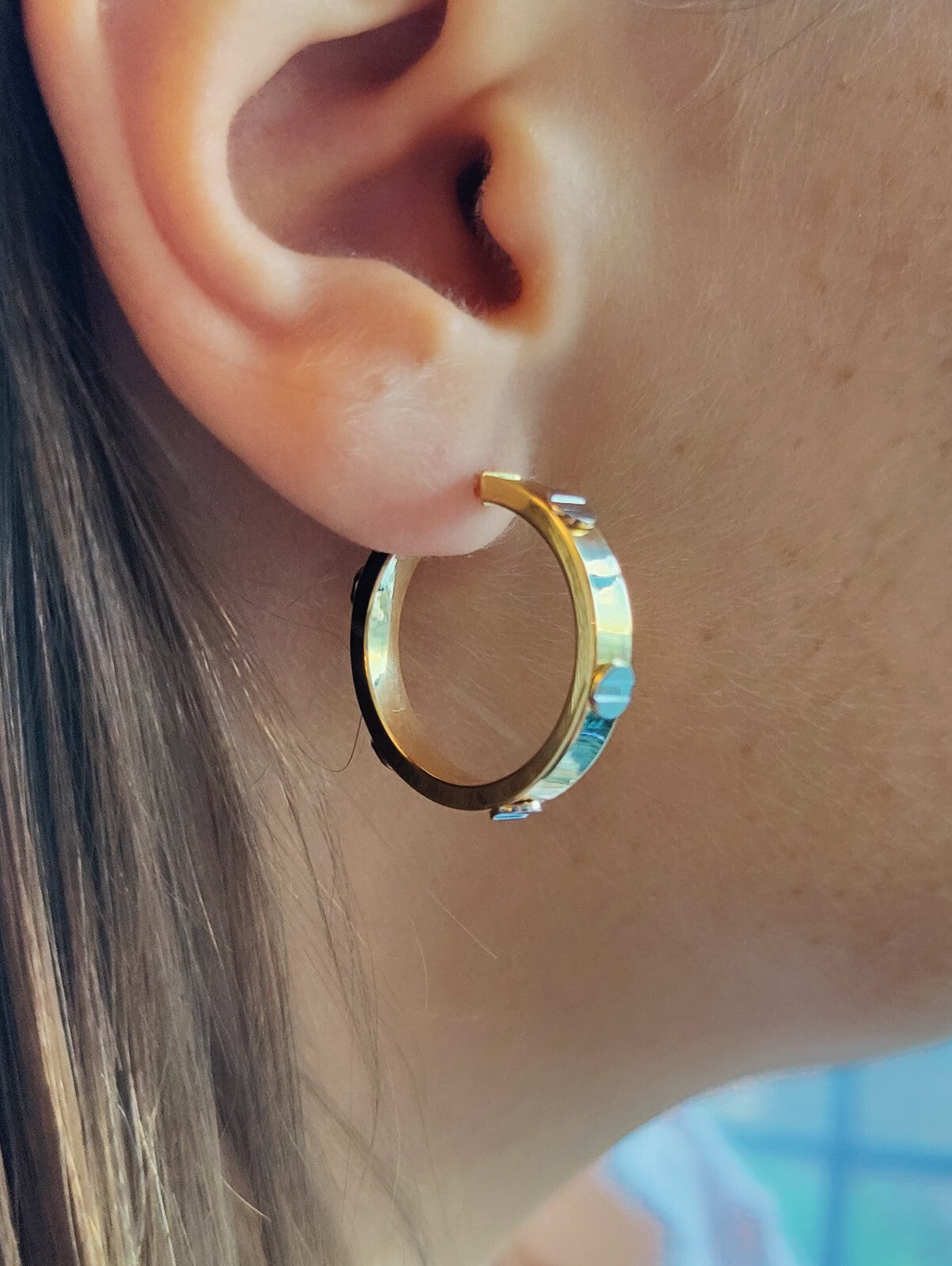 NEW Love Gold Screw Hoop Earrings 9ct Yellow Gold 25mm Hallmarked New