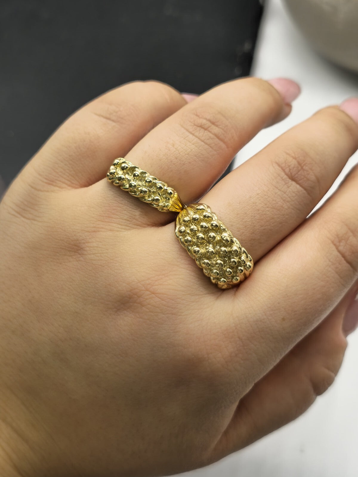 New Solid 9ct Yellow Gold Men's Signet Keeper Ring size: S+ Hallmarked Four Row