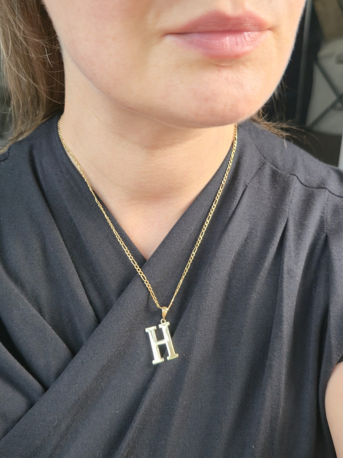 New Solid 9K Yellow Gold Initial Letter H Pendant Personalised 37mm Hallmarked