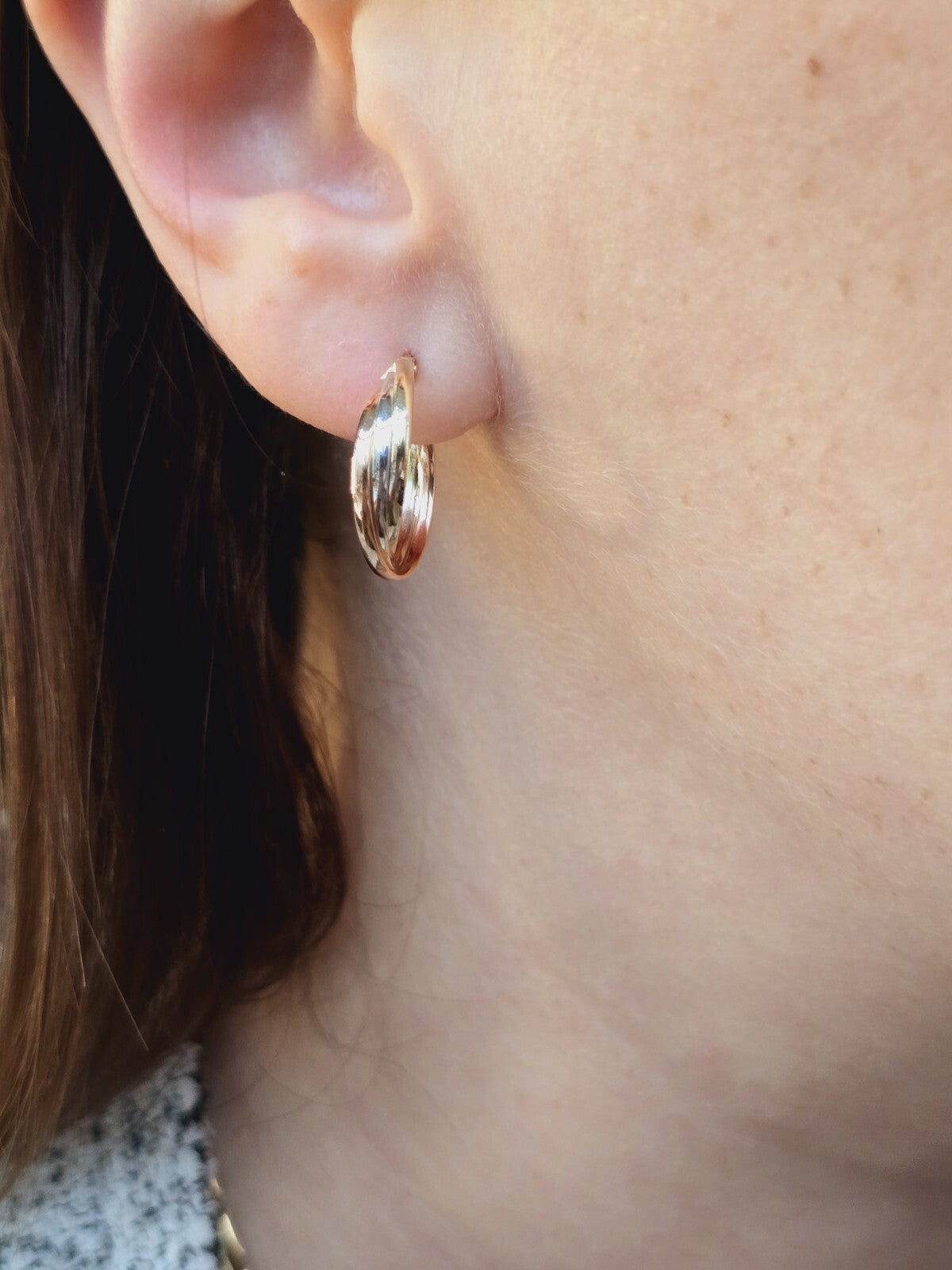 9ct Solid Multicolour Gold Hoop Earrings Gold. Hoops 17mm Small Gold Hoops