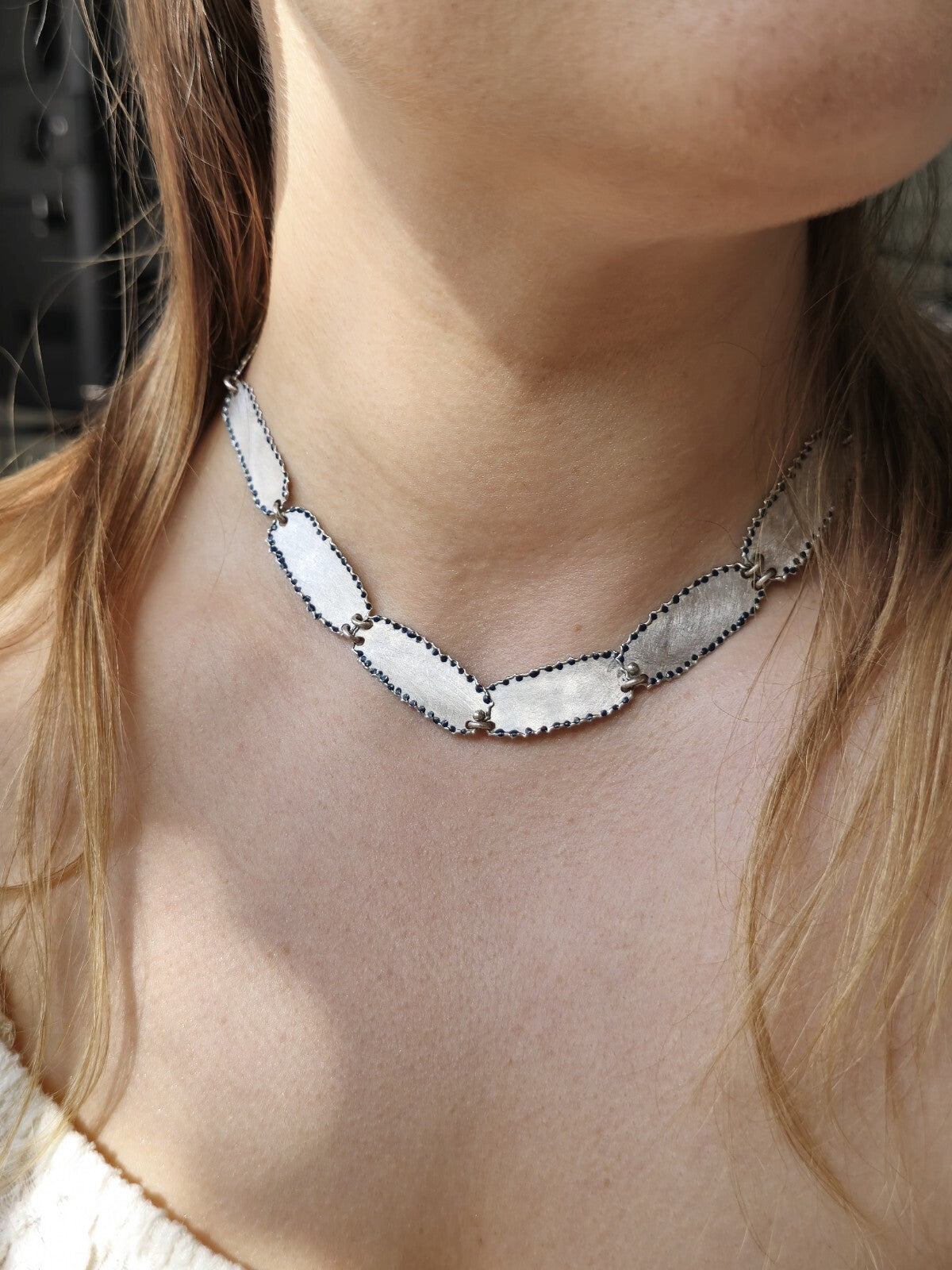 18ct White Gold Jewellery Set of Necklace and Earrings Heavy and Solid Handmade