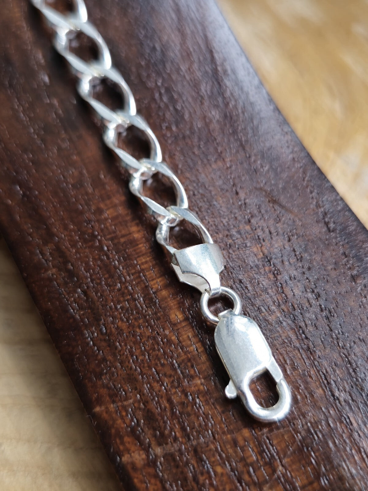 925 Sterling Silver Solid Chain Bracelet 11.5grams Curb Link 7mm 7,5 inch