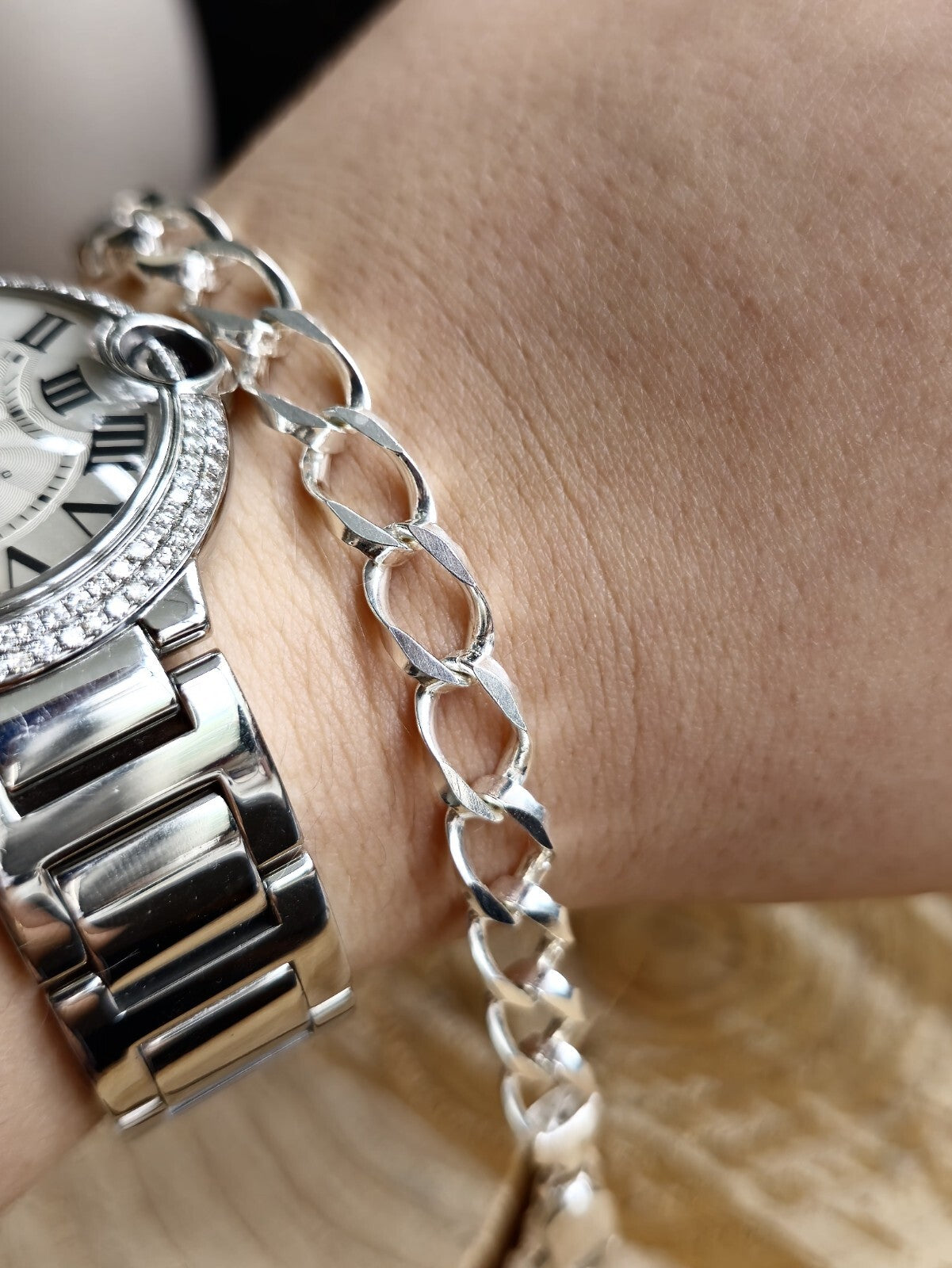 925 Sterling Silver Solid Chain Bracelet 11.5grams Curb Link 7mm 7,5 inch