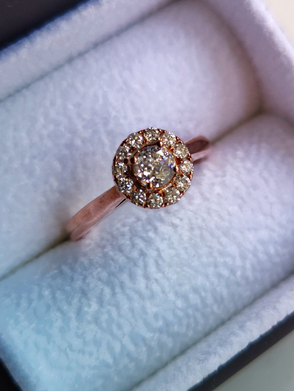 Certified 18ct Rose Gold 0.5ct Diamond Cluster Engagement Ring Flower Size J