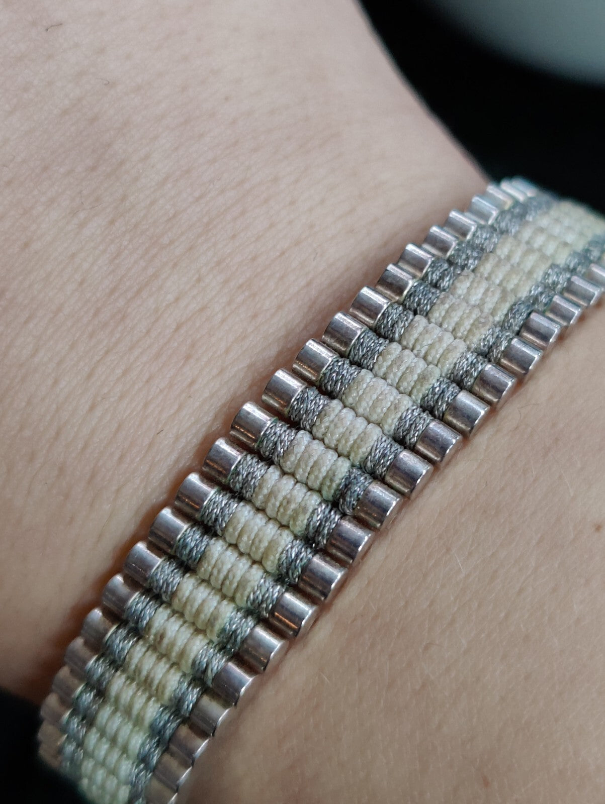 Links Of London 925 Sterling Silver Bar and Cord Friendship Bracelet