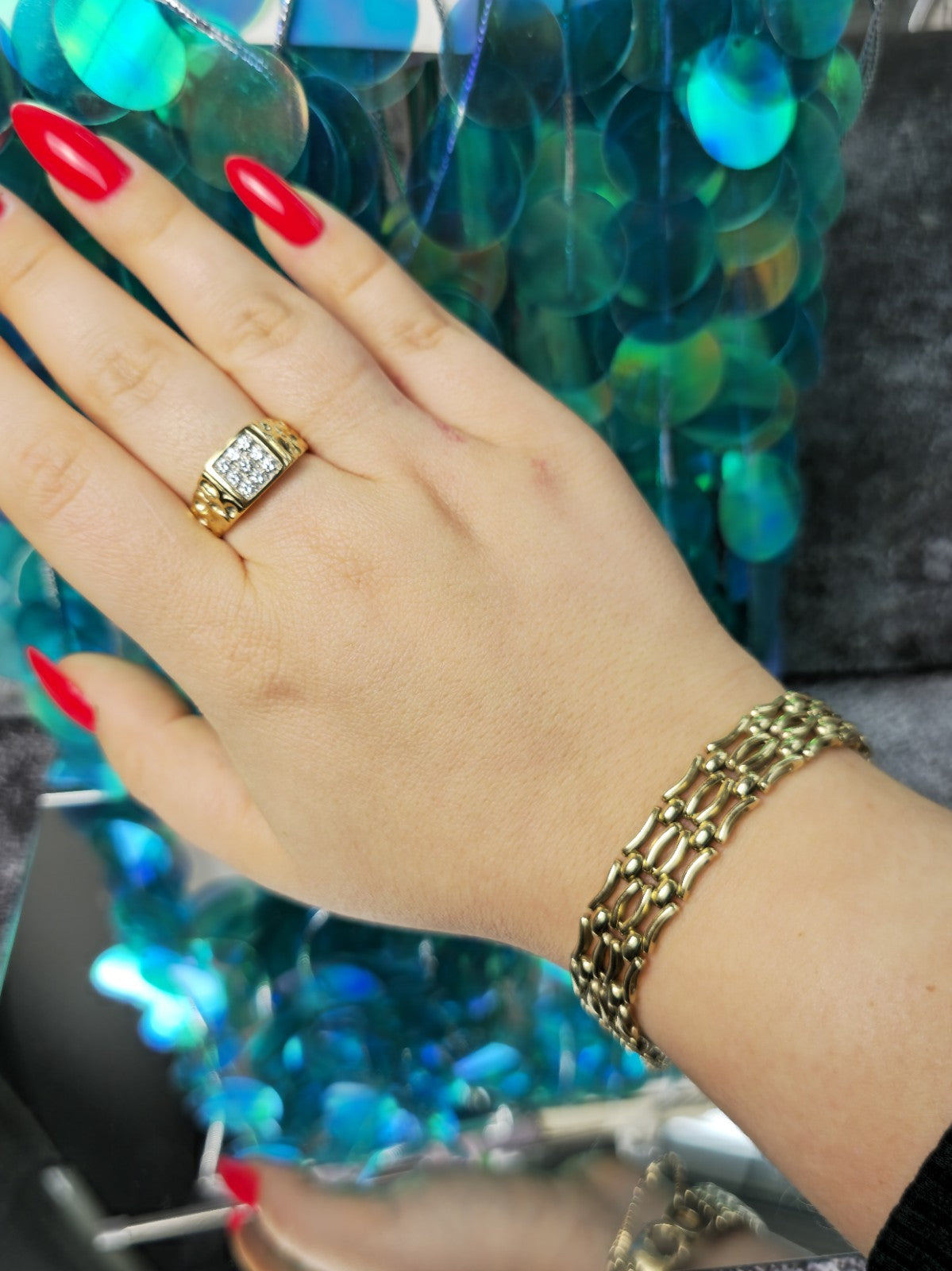 Solid 9ct Yellow Gold Gate Mesh Bracelet Heavy Chunky 20grams Unisex 12mm Wide