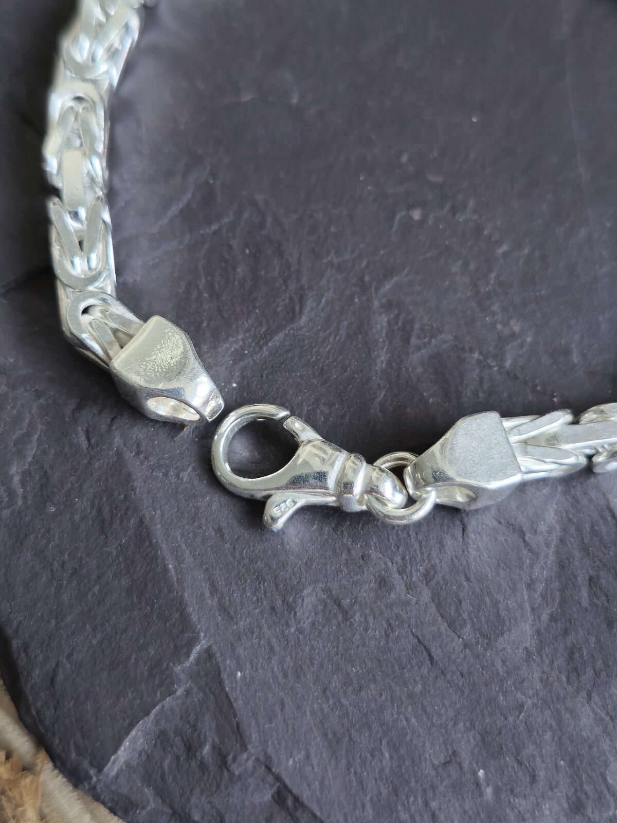 925 Sterling Silver Chunky Byzantine Chain Bracelet 4.5mm 24grams 8inch