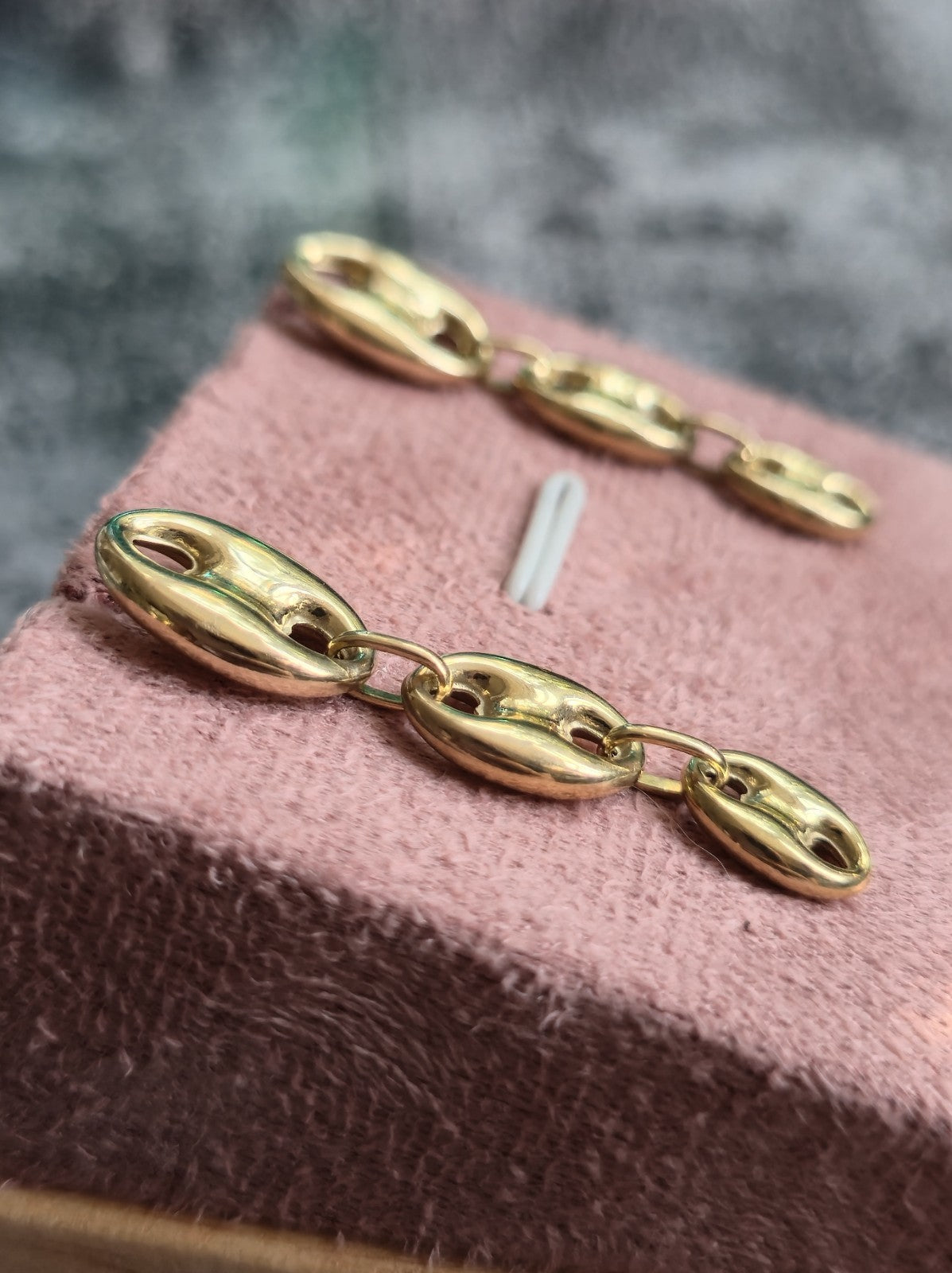 New 9ct Yellow Gold Puffed Graduated Bean Drop Earrings Anchor Chunky Drops 40mm