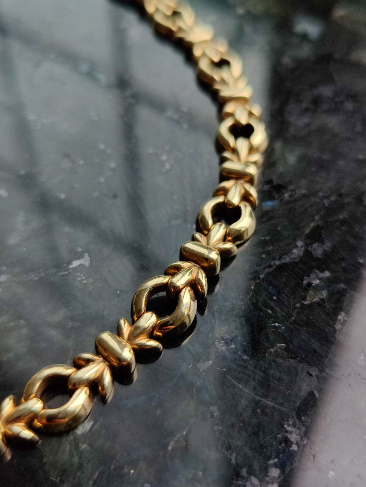 Vintage 9ct Solid Yellow Gold Chain/Necklace Fancy 17-18" Hallmarked 24grams