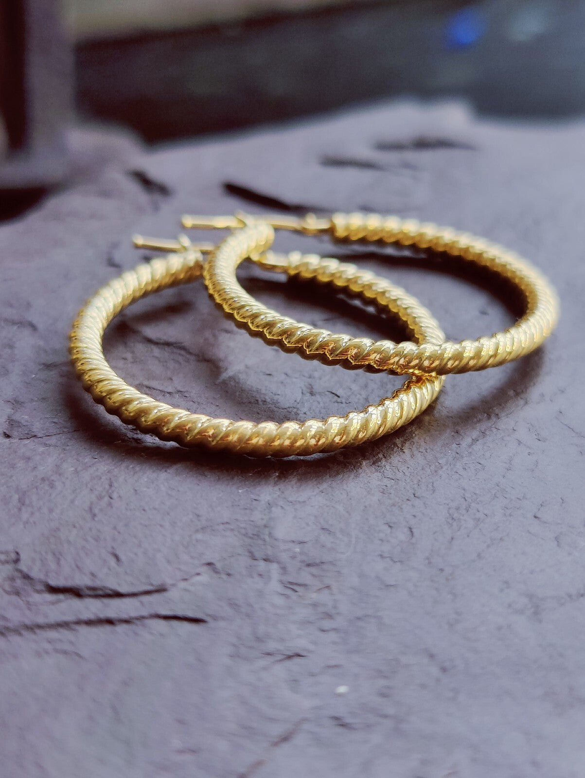 NEW 9ct Solid Yellow Gold Hoop Earrings Creole 30mm Hoops
