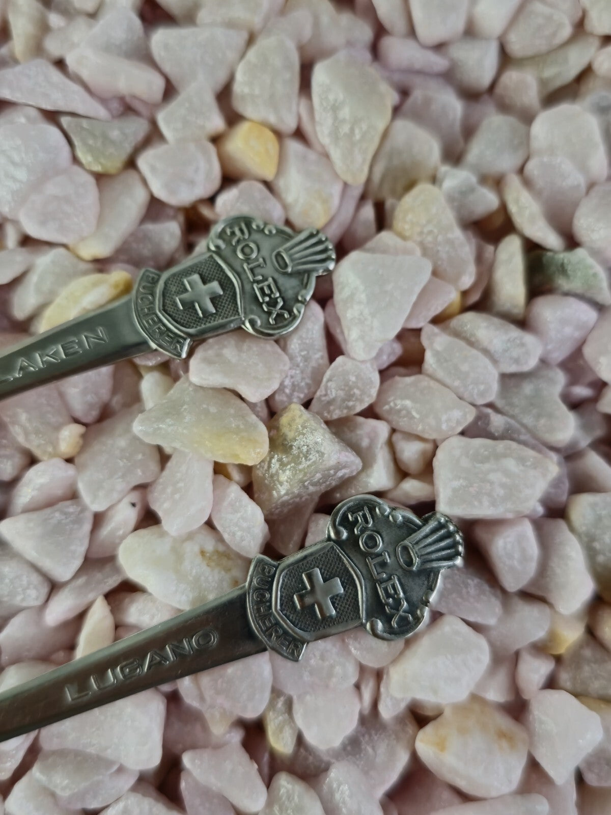 Pair ofTwo Rolex Cuillère Collector Spoon Bucherer Switzerland Interlaken Lugano