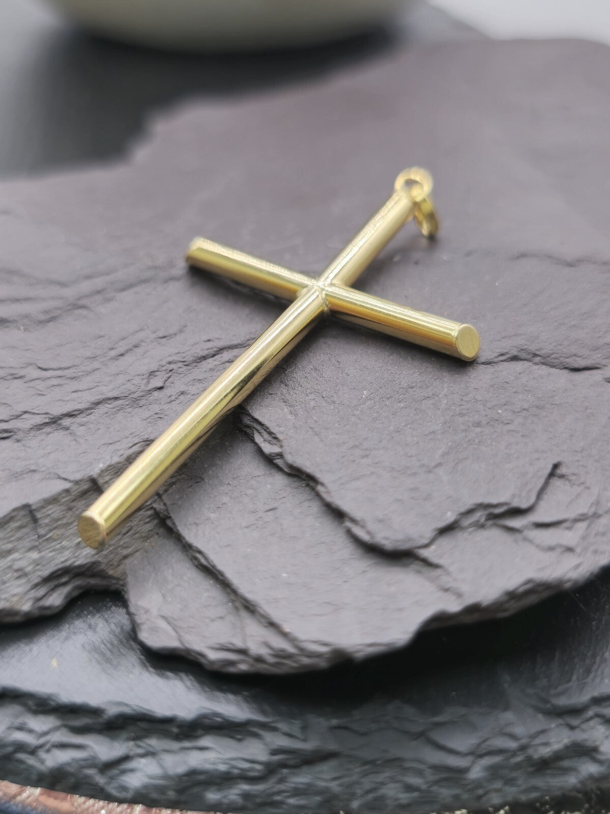 New Solid 9ct Yellow Gold Plain Cross Simple Pendant 55mm x 30mm Hallmarked