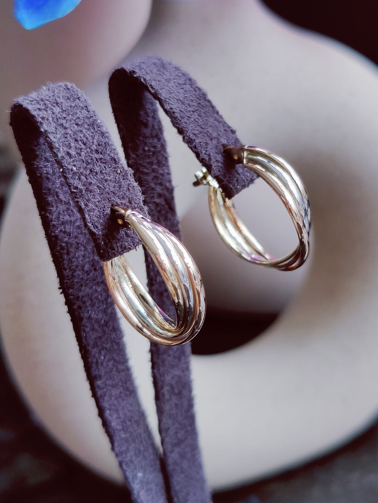 9ct Solid Multicolour Gold Hoop Earrings Gold. Hoops 17mm Small Gold Hoops