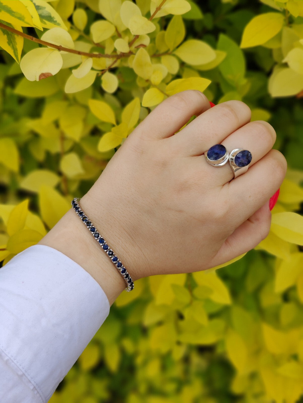 Amazing Lapis Lazuli Ring 925 Sterling Silver Two Stones Twisted Band size R-S