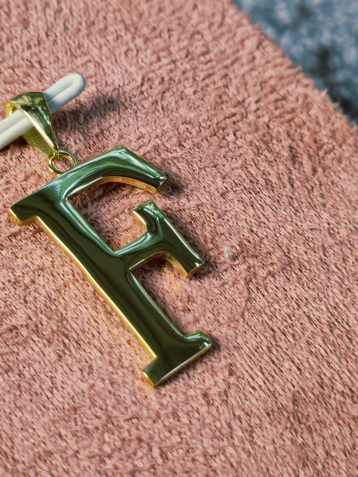 New Solid 9K Yellow Gold Initial Letter F Pendant Personalised 32mm Hallmarked