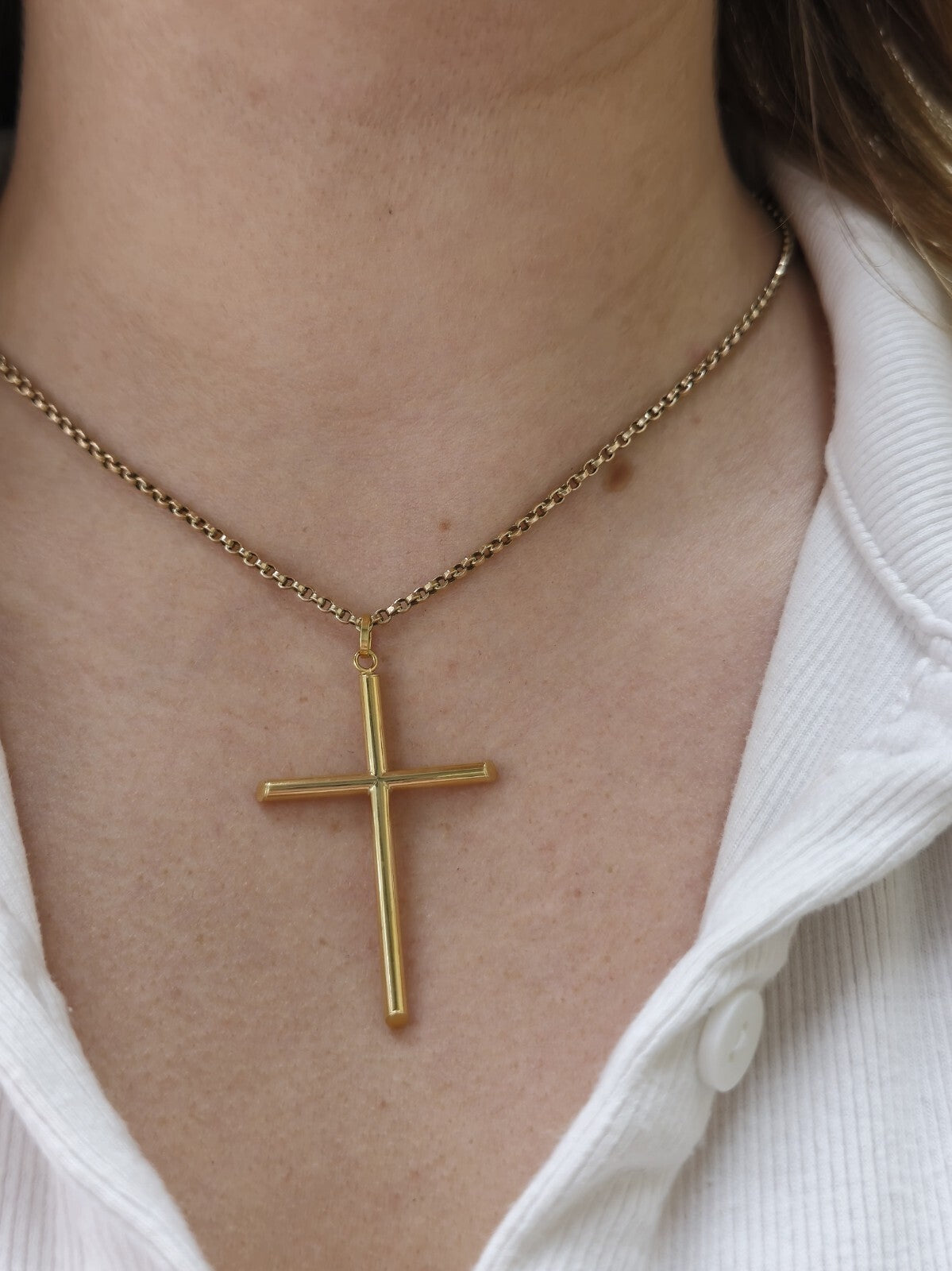 New Solid 9ct Yellow Gold Plain Cross Simple Pendant 55mm x 30mm Hallmarked