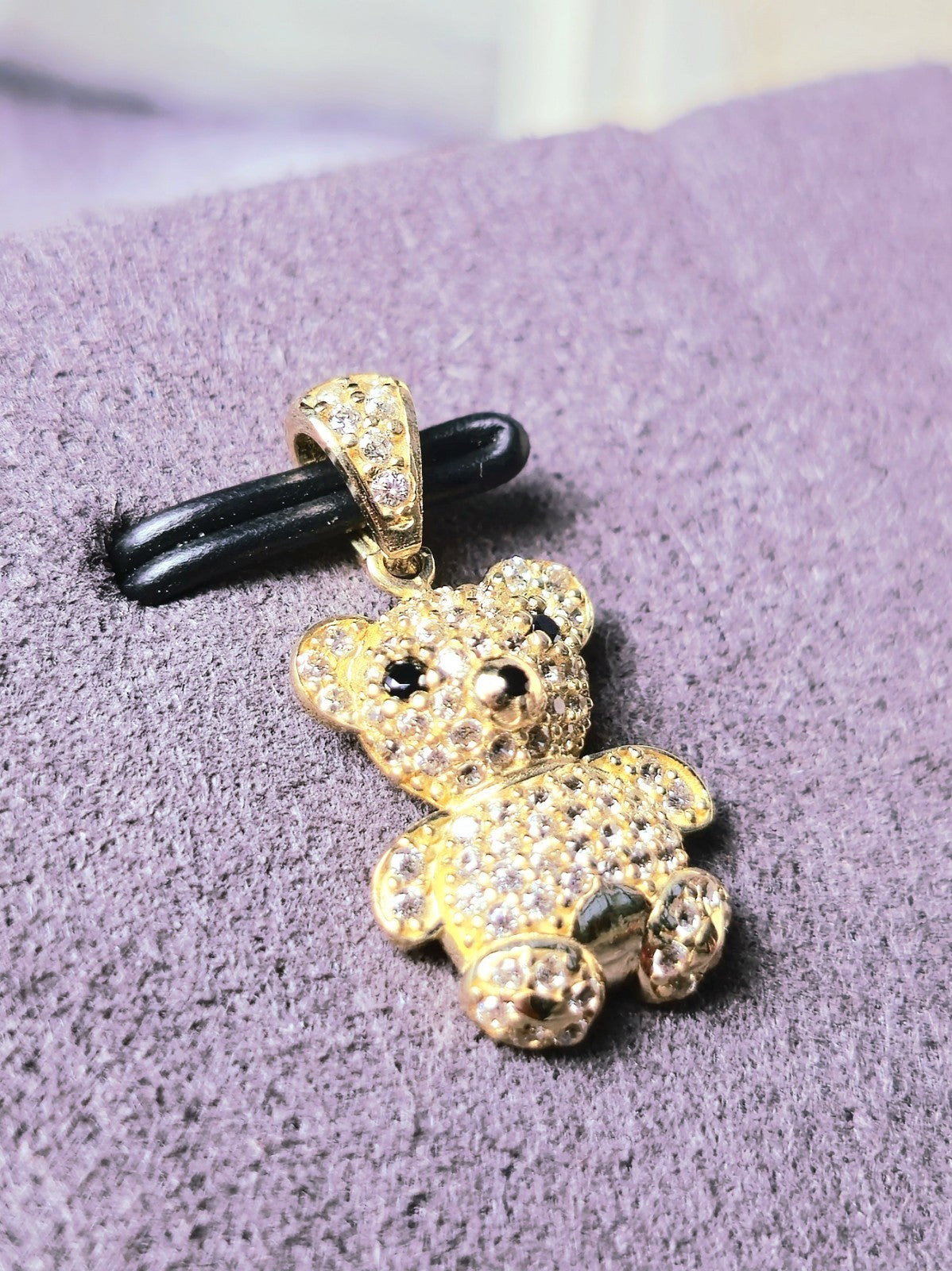 New Solid 9ct Yellow Gold Pendant Teddy Bear Cubic Zirconia Kids Gift Baby Cute